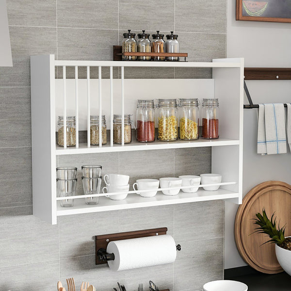 Konyhai falipolc Helsingør 60x84x20 cm forgácslap fehér [en.casa]