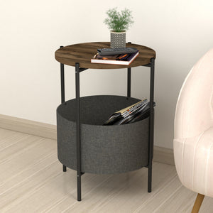 Hofors 60x43cm antracit / tölgyfa hatású, antik kisasztal [en.casa]