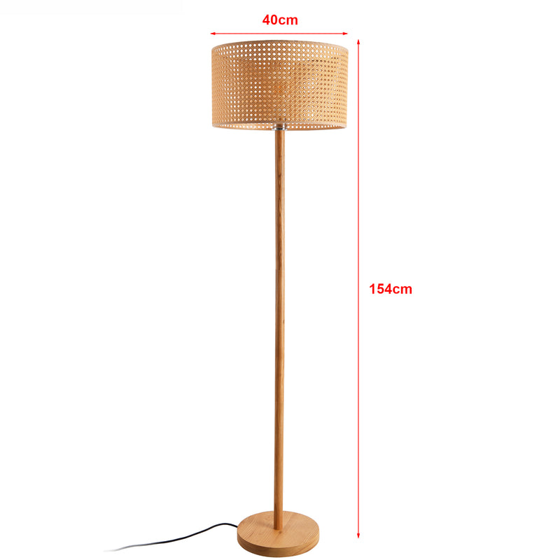 Méretrajz Állólámpa Rochdale 1 x E27, max. 60W 154 cm Fa Rattan Lámpabúra: Sárgásbarna [lux.pro] 