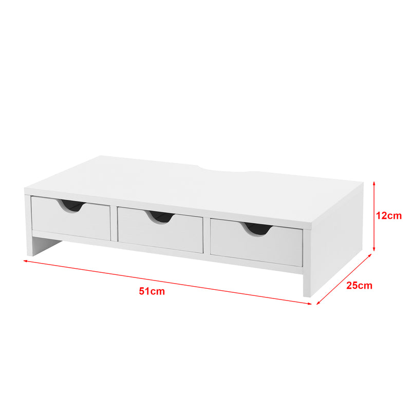 Méretrajz Monitorállvány Ruovesi 12x51x25cm Fehér [en.casa]
