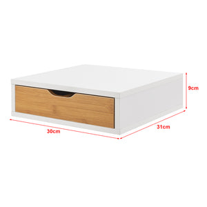 Íróasztali fiókos rendező Vieremä 9x30x31cm fehér/bambusz hatású [en.casa]