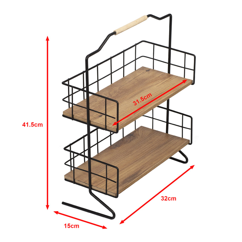 Méretrajz Asztal polc Sallingsund 41,5x32x15 cm fekete fa szín [en.casa] 