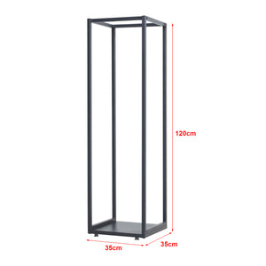 Tűzifaállvány Tornved acél 35x35x120 cm fekete [en.casa]