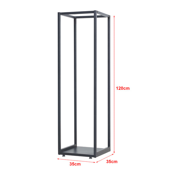 Tűzifaállvány Tornved acél 35x35x120 cm fekete [en.casa]