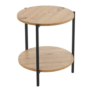 Kisasztal Kuopio 50 x Ø40 cm Fekete / Fahatású [en.casa]
