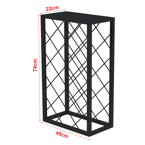 Fém bortartó állvány Amasia 74x45x22 cm fekete [en.casa]