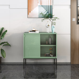 Üvegajtós komód Eidsvoll 80x45x85cm zöld [en.casa]