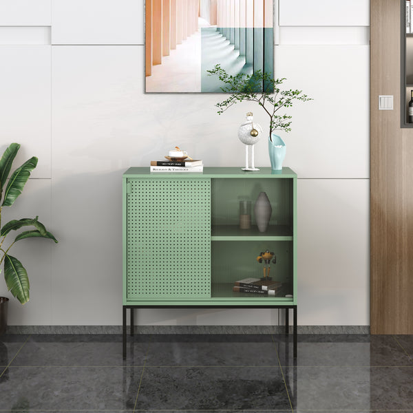 Üvegajtós komód Eidsvoll 80x45x85cm zöld [en.casa]