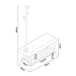 Pad cipőtartóval és fogassal bambuszból Bygland 90x34x165cm [en.casa]