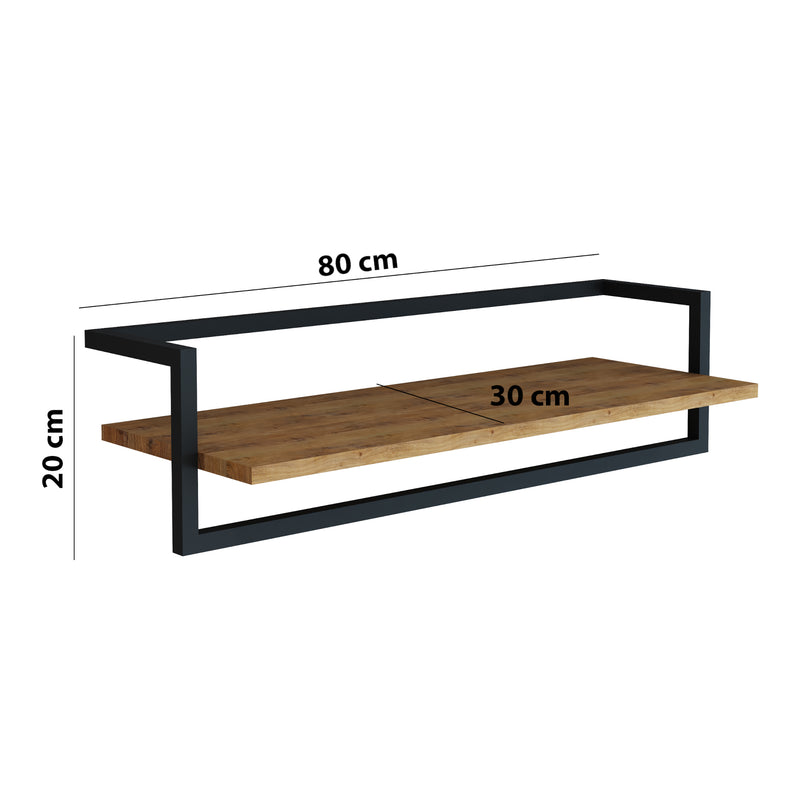 Méretrajz Fali gardrób Evje 80x30x20 cm tölgyfa hatású/fekete [en.casa]