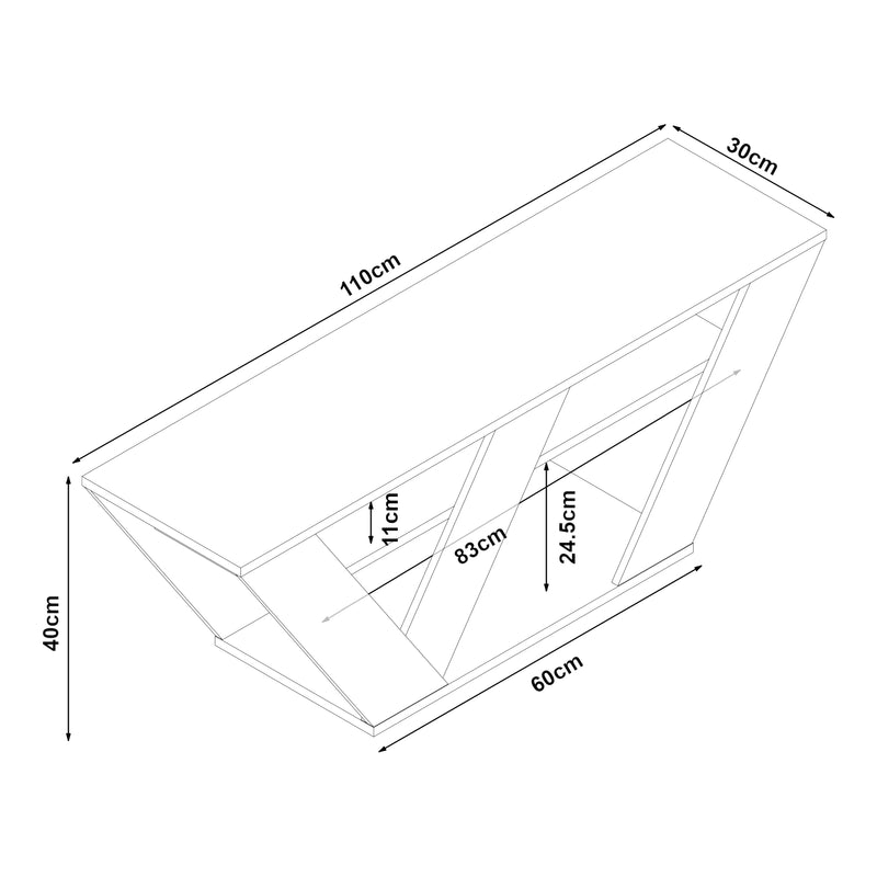 Méretrajz TV állvány Nome 110x30x40cm tölgyfa hatású [en.casa]