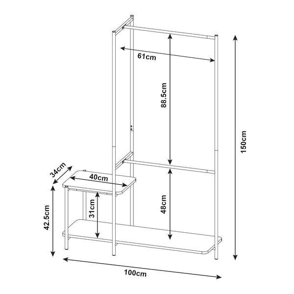 Ruhatartó állvány Bø 150x100x34cm fekete [en.casa]