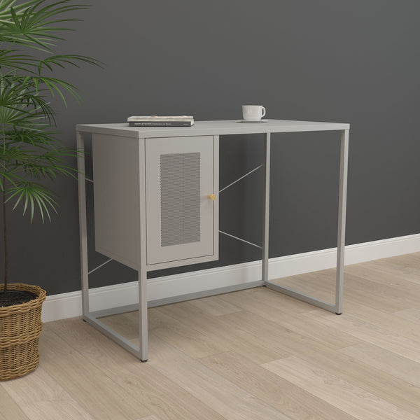 Íróasztal Sund acél 75x100x50 cm szürke [en.casa]