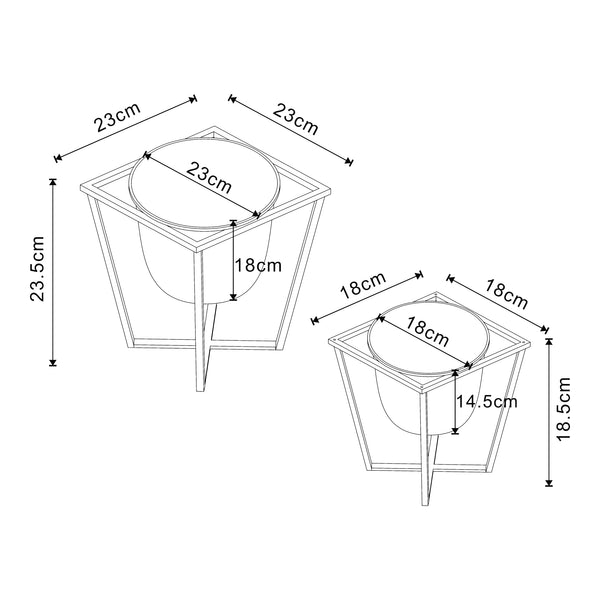 Növénytartó állvány szett Nordmaling 2 db fekete [en.casa]