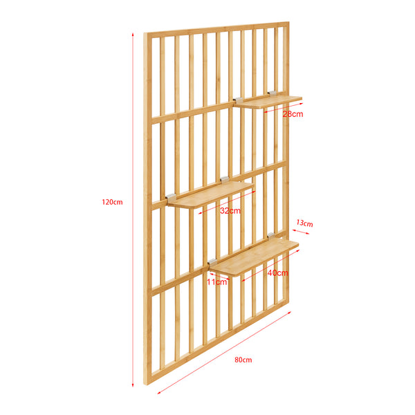 Fali panel polcokkal Røst 120x80x13cm bambusz [en.casa]