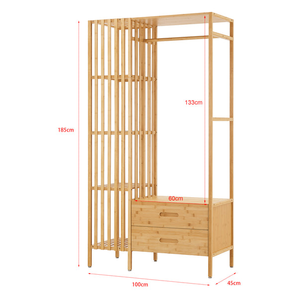 Ruhatartó állvány Varanger 185x100x45cm bambusz [en.casa]