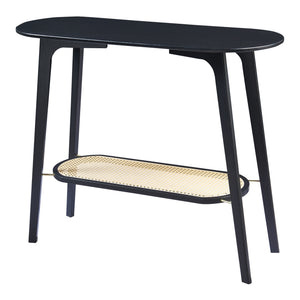 Konzolasztal Taivalkoski 100x35x80 cm fekete/rattan-hatású [en.casa]