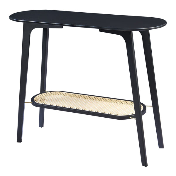 Konzolasztal Taivalkoski 100x35x80 cm fekete/rattan-hatású [en.casa]