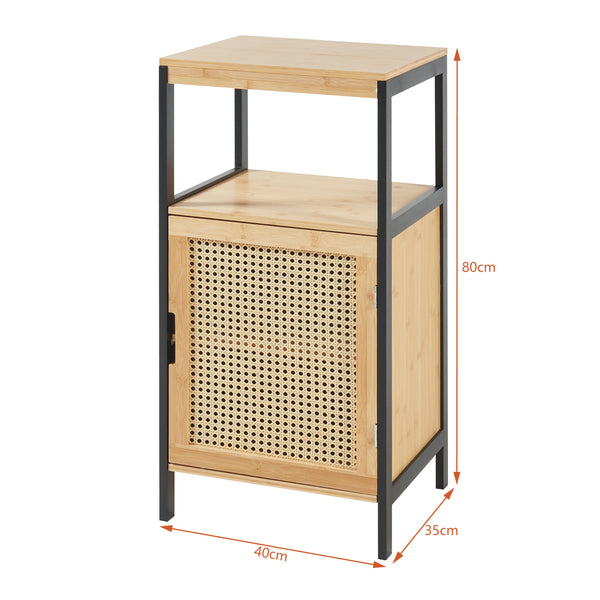 Bambusz midi szekrény Tervola 80x40x35cm fekete/natúr [en.casa]