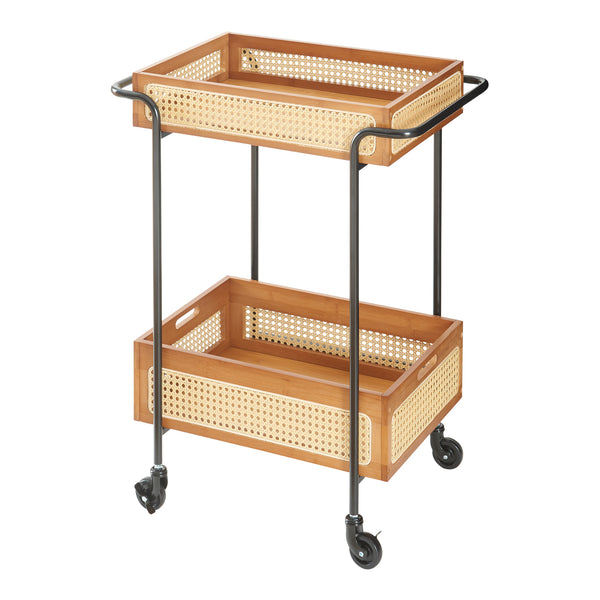 Tálalókocsi Tervola 81x61x39 cm rattan hatású [en.casa]