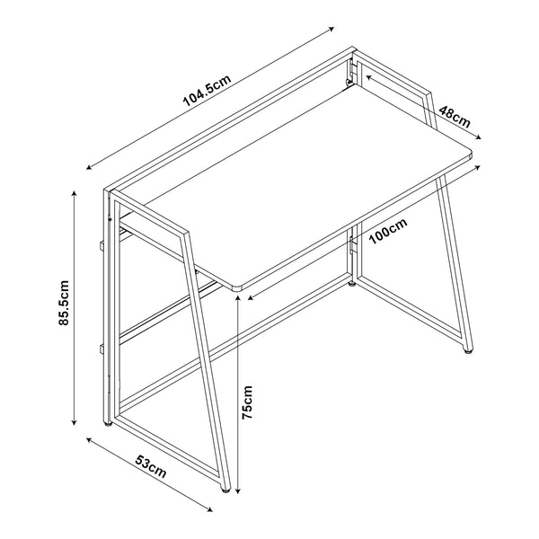 Összecsukható íróasztal Ringerike 104,5x53x85,5cm fekete/dió [en.casa]