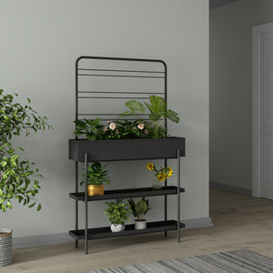 Virágtartó állvány Aalsmeer fém 154x96x24 cm fekete [casa.pro]