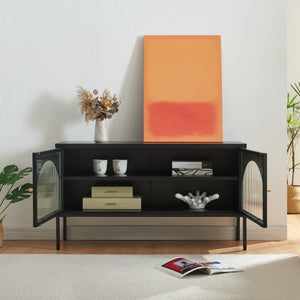 TV-szekrény Karlskrona 115x35x64 cm fekete, matt [en.casa]