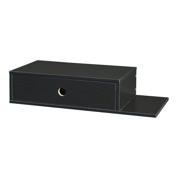 Fali polc fiókkal Stor 65x30x15 cm fekete [en.casa]