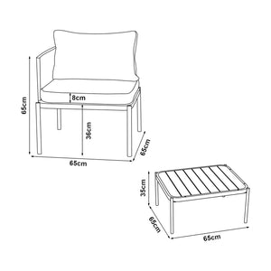 Kerti bútor-szett Accettura 3 részes alumínium szürke [casa.pro]