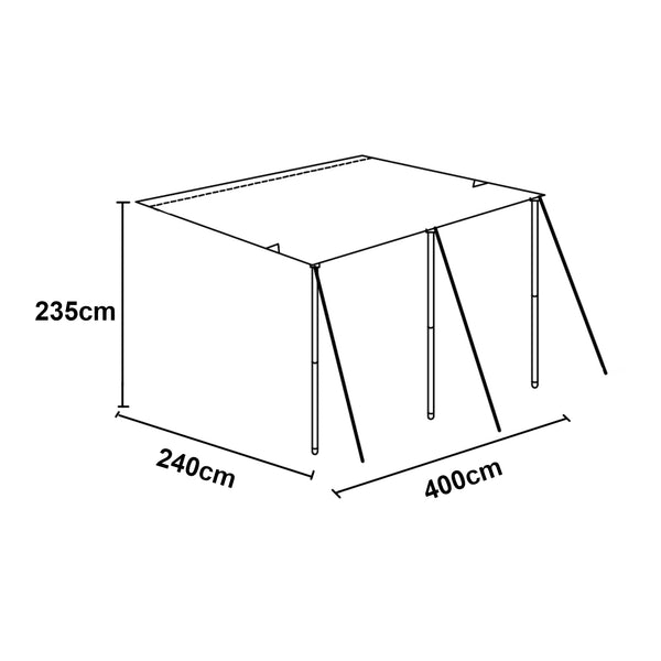 Lakókocsi előtető Beuningen 400x240x235 cm szürke [pro.tec]
