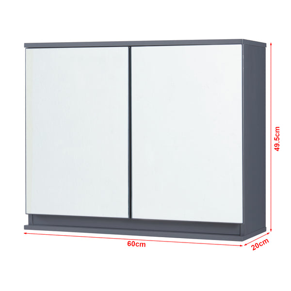 Tükrös fürdőszobaszekrény Overath 60x20x50 cm szürke [en.casa]