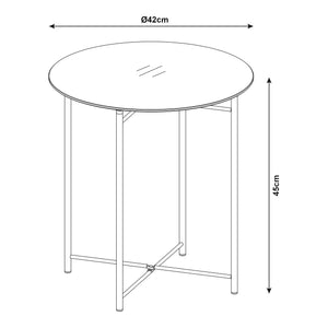 Kisasztal üveglappal Ödeshög 45xØ42cm fekete [en.casa]