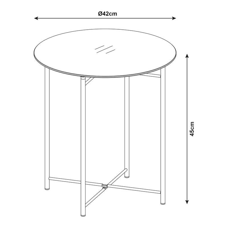 Méretrajz Kisasztal üveglappal Ödeshög 45xØ42cm fekete [en.casa]