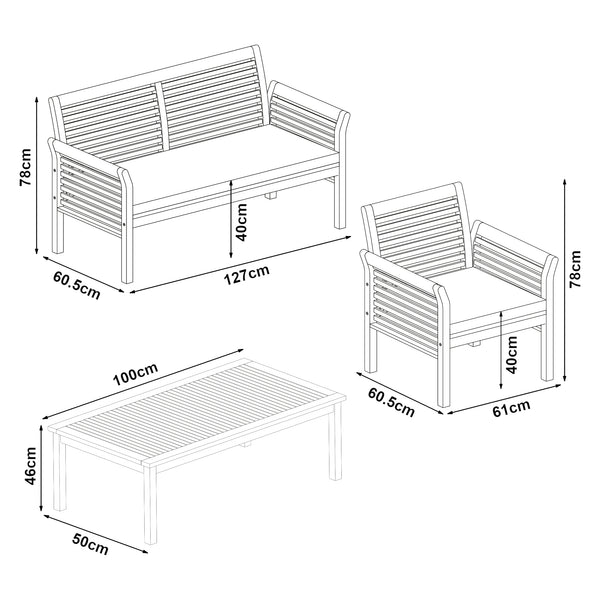 4 részes akácfa kerti bútor szett Candela [casa.pro]