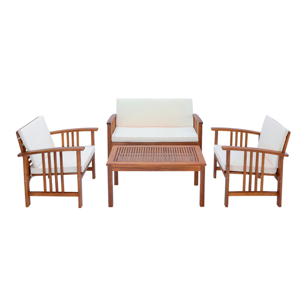 4 részes akácfa kerti bútor szett Brissogne FSC® tanúsítvánnyal [en.casa]