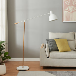 Állólámpa Banchory fém 163 cm fa hatású/fehér [lux.pro]