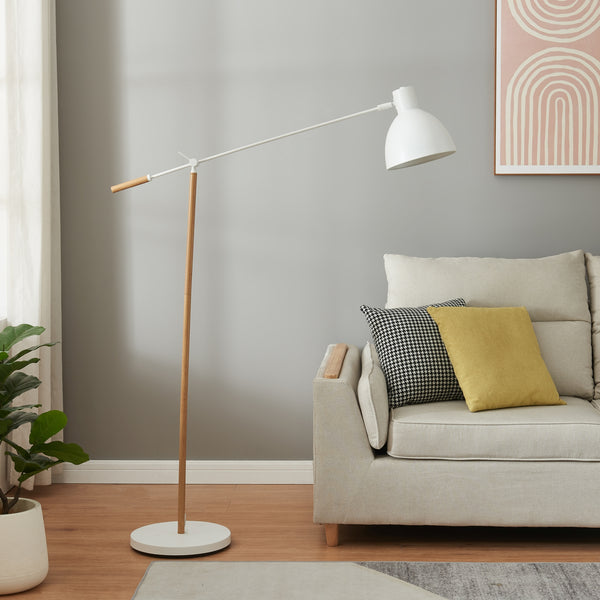 Állólámpa Banchory fém 163 cm fa hatású/fehér [lux.pro]