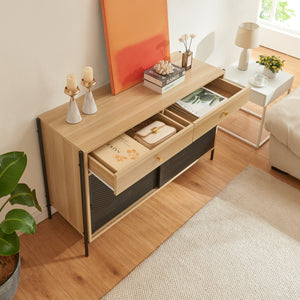 TV-szekrény Tysnes 120x40x75 cm tölgyfa-hatású/fekete [en.casa]