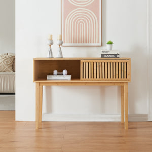 Konzolasztal Ypäjä 110x39x81 cm bambusz [en.casa]