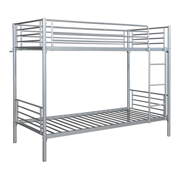 Fém emeletes ágy Soppsar 208,5x97x165 cm ezüst [en.casa]