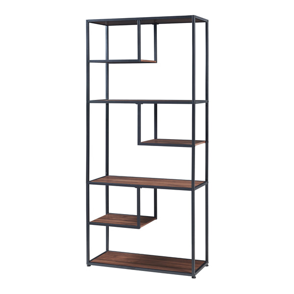 Könyvespolc Østre 180x83x34 cm fekete/diófa-hatású [en.casa]