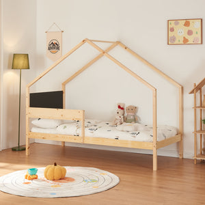Házikó gyerekágy kihúzható ággyal matraccal Sodankylä 90x200cm [en.casa]