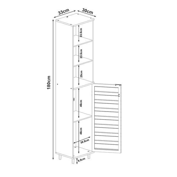 Fürdőszobai magas szekrény Epind 180x33x30 cm bambusz [en.casa]