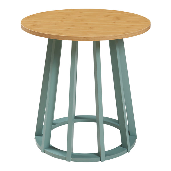 Kisasztal Lensuu 48xØ48 cm pasztellzöld/tölgyfa hatású [en.casa]