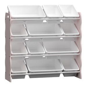 Gyerekpolc Vestnes 12 tárolódobozzal vattacukor/fehér [en.casa]