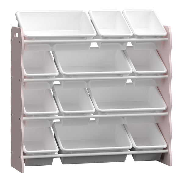 Gyerekpolc Vestnes 12 tárolódobozzal vattacukor/fehér [en.casa]