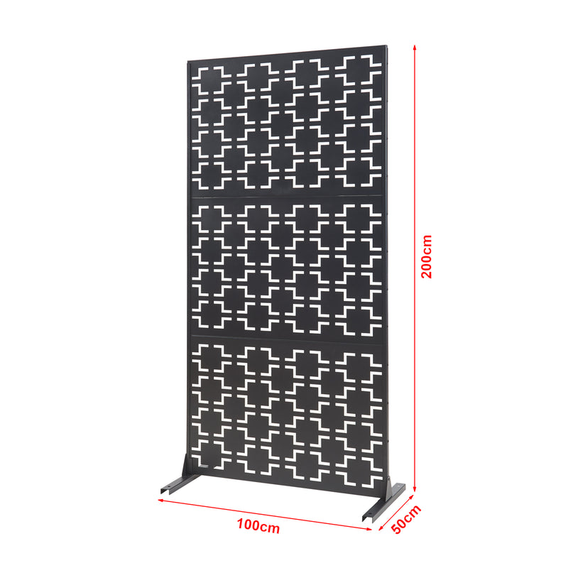 Méretrajz Térelválasztó Aaskis acél 200x100x50 cm fekete [casa.pro]