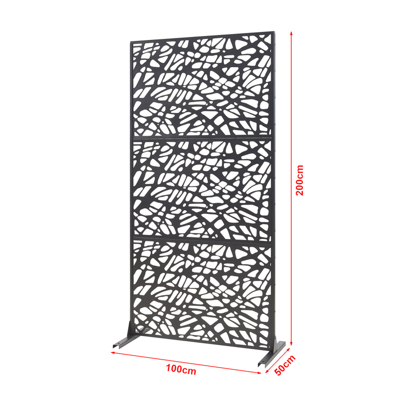 Méretrajz Térelválasztó Poskind acél 200x100x50 cm fekete [casa.pro]