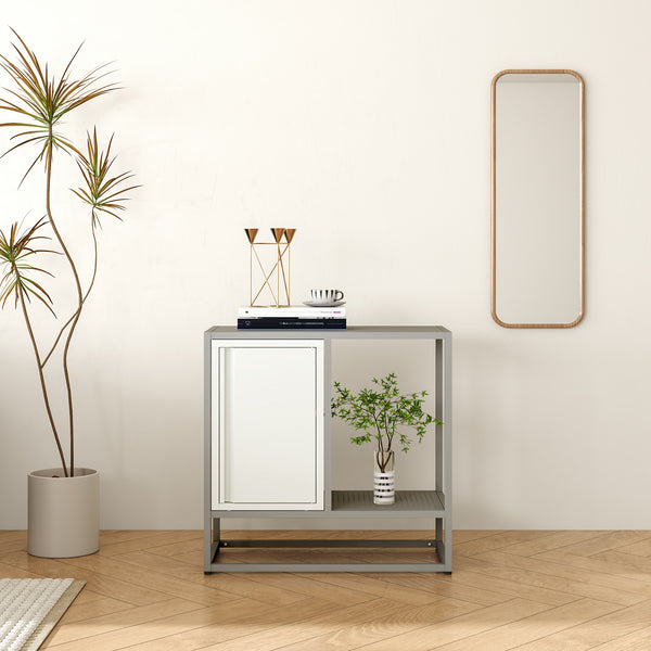 Komód Burlöv acél 70x72x35 cm szürke/fehér [en.casa]