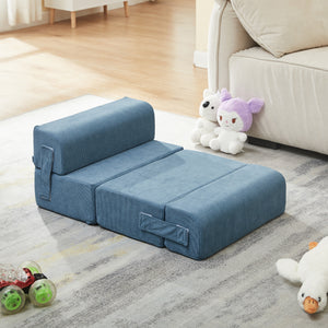 Kisállat lépcső Joelerhatra 4 részes 45x50x45 cm kordbársony kék [en.casa]